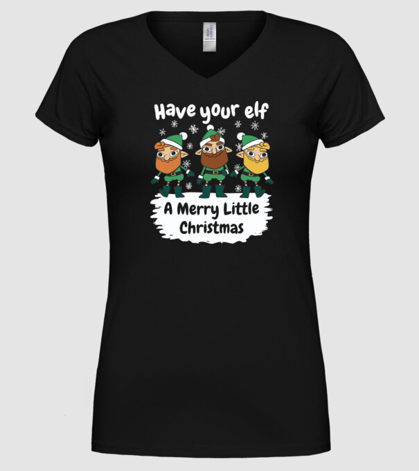 Să ai un Crăciun fericit de Elf model negru pe tricou