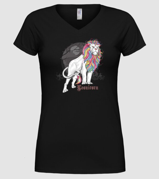 Leonicorn model negru pe tricou