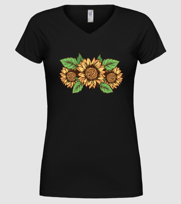 Floare leopard model negru pe tricou
