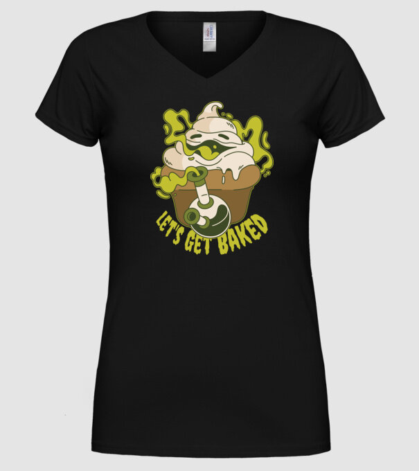 'Let''s Get Baked' model negru pe tricou
