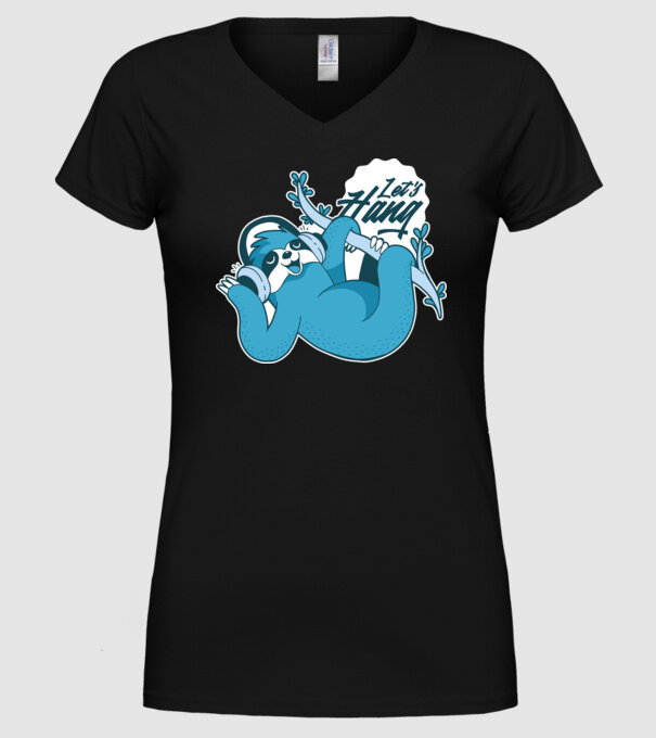 'Let''s Hang tricou cu leneș' model negru pe tricou