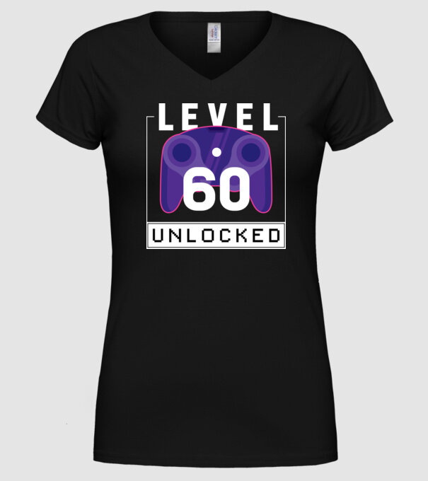 Level 60 Unlocked Gamer Birthday model negru pe tricou