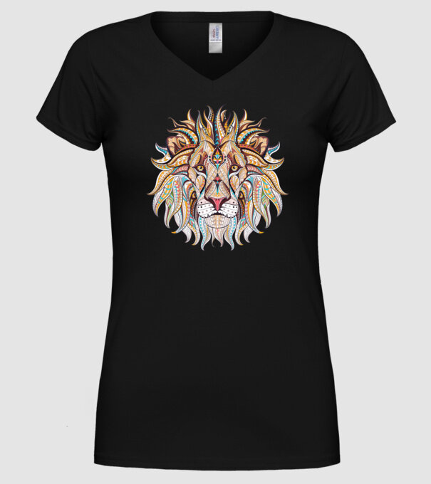 lion octopus model negru pe tricou