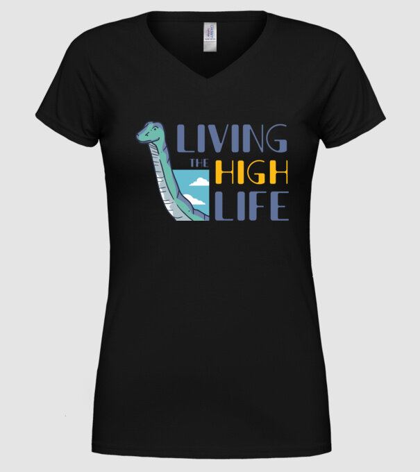 Living the High Life Dinosaur model negru pe tricou