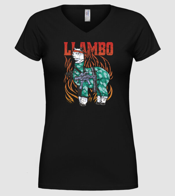 Llambo Lama model negru pe tricou