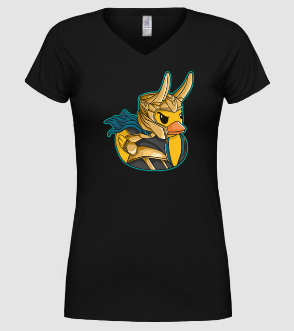 Rață Loki model negru pe tricou