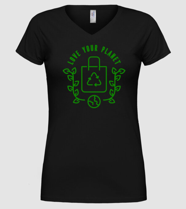 Love Your Planet - Ziua Pământului model negru pe tricou