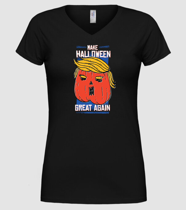 Make Halloween Great Again Trump model negru pe tricou