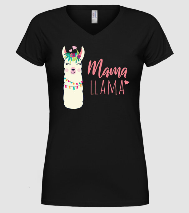 Mama Llama model negru pe tricou