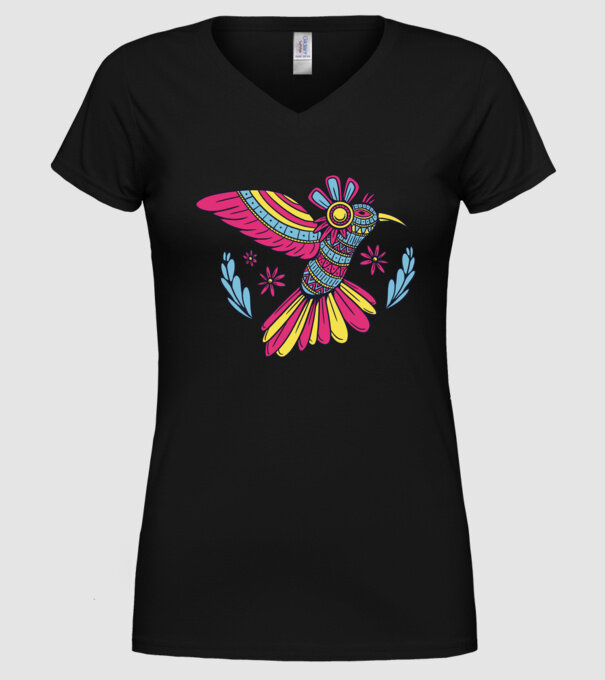 Mandala Colibri model negru pe tricou