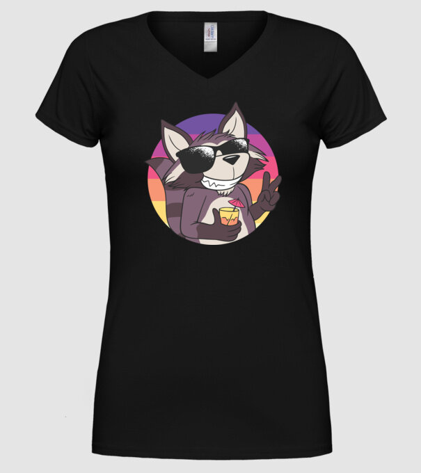 Raton cool model negru pe tricou