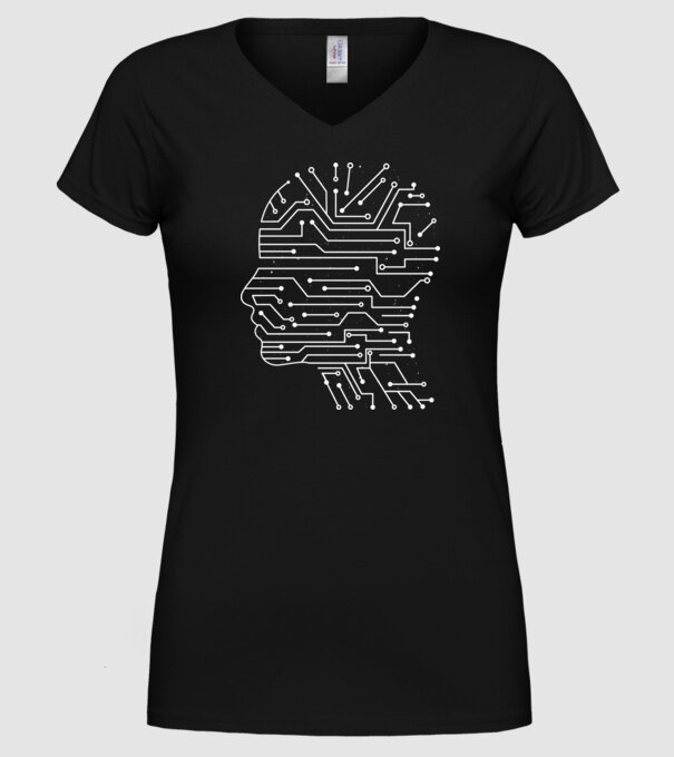 Inteligența artificială AI model negru pe tricou