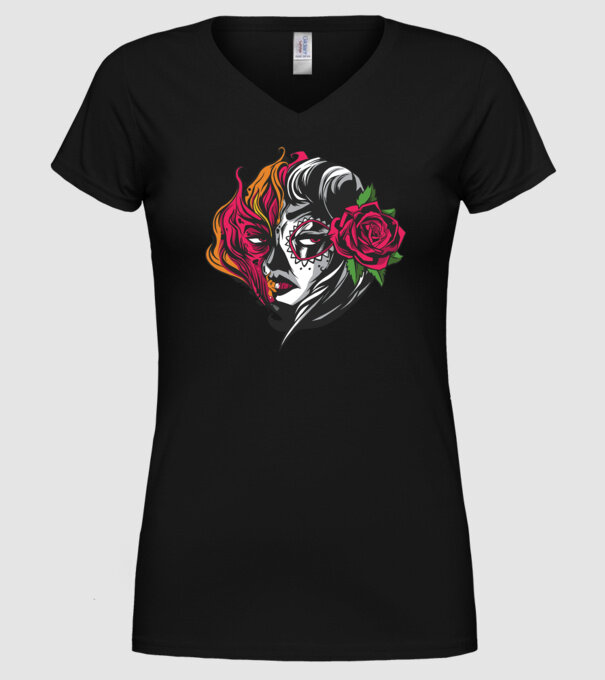 Fată Mexicană Demon model negru pe tricou