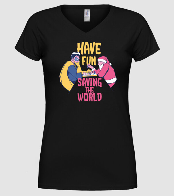 Moș Crăciun și șah super-erou - tricou de Crăciun amuzant model negru pe tricou