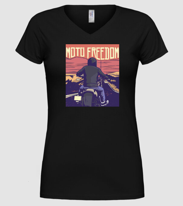 Libertate Motociclist model negru pe tricou