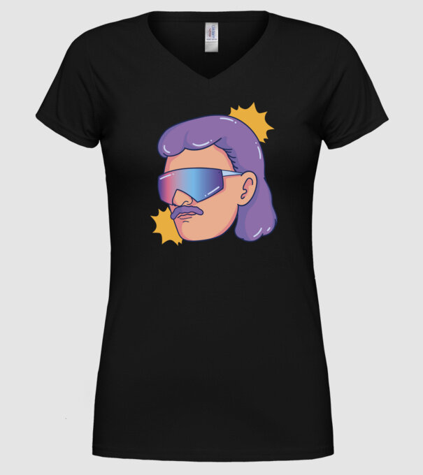 Cap Mullet Retro model negru pe tricou