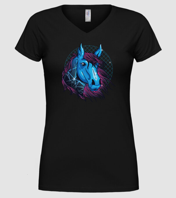 Cal neon pentru călăreți model negru pe tricou