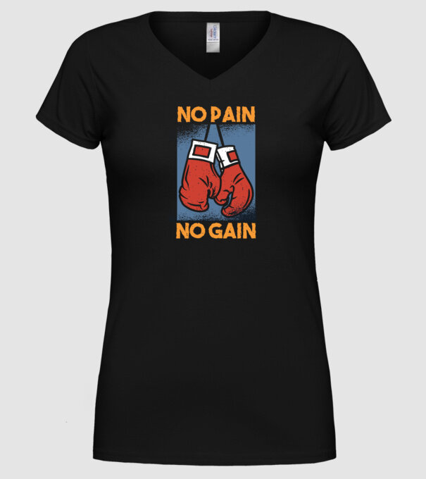 No pain no gain box model negru pe tricou