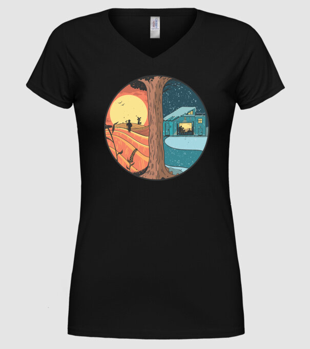 Vară vs iarnă model negru pe tricou