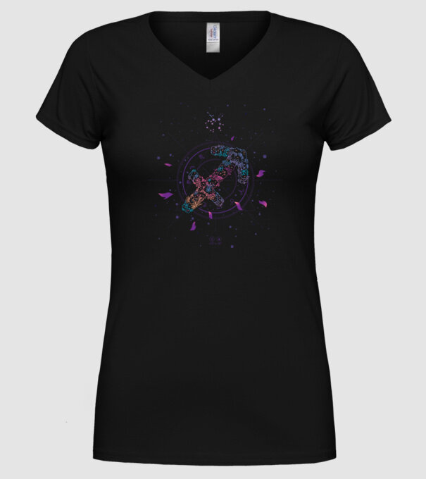 Saggitarius Zodiac model negru pe tricou