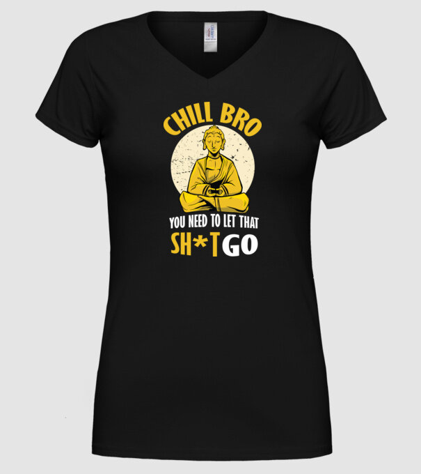 Calmează-te, lasă acel rahat Buddha model negru pe tricou