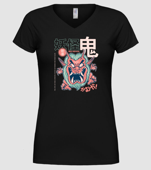 Oni Yokai Anime model negru pe tricou