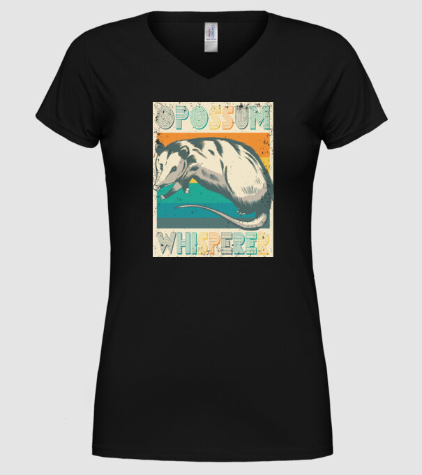 Opossum Whisperer model negru pe tricou