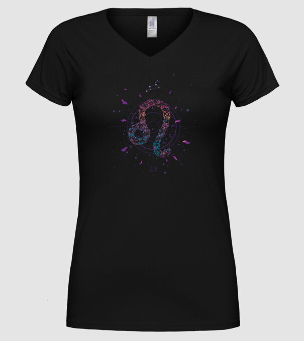 Leo Zodiac model negru pe tricou
