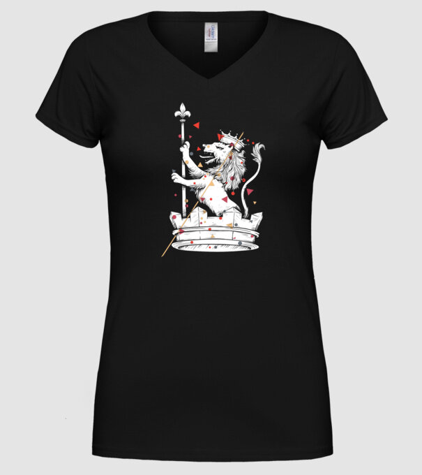 Leu Coroană model negru pe tricou