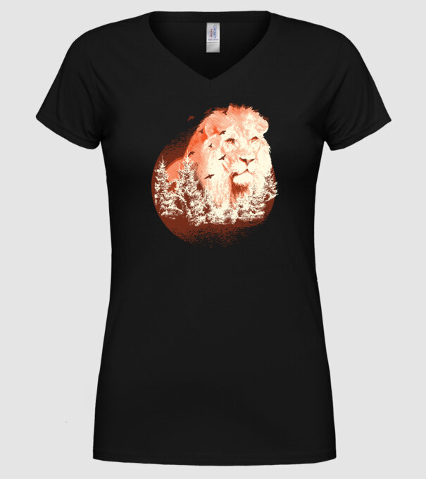 Tricou Leu Natură model negru pe tricou