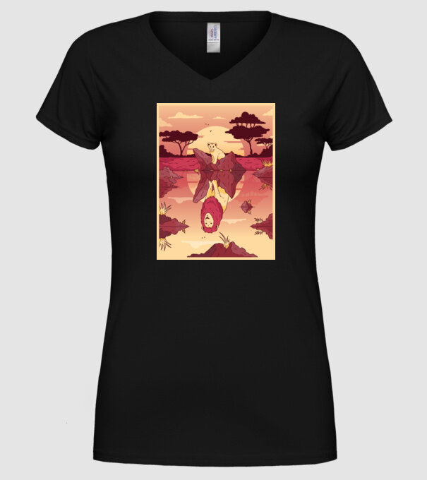 Reflecție leu model negru pe tricou
