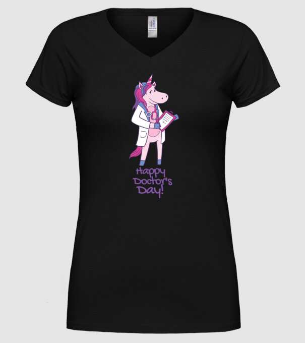 Medic Unicorn model negru pe tricou