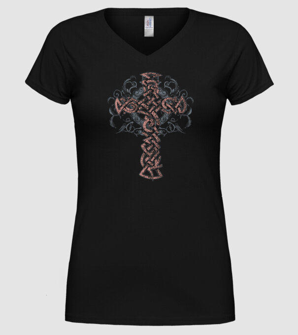 Cruce veche vikingă model negru pe tricou