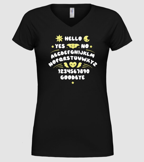 Motiv Ouija model negru pe tricou
