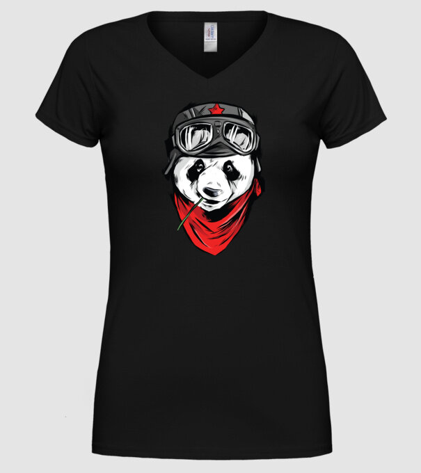 Panda Gerilla model negru pe tricou