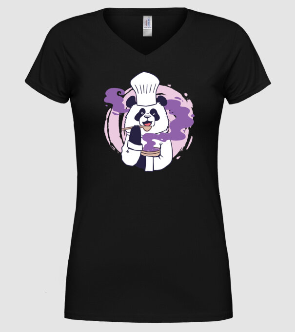 Panda Chef model negru pe tricou