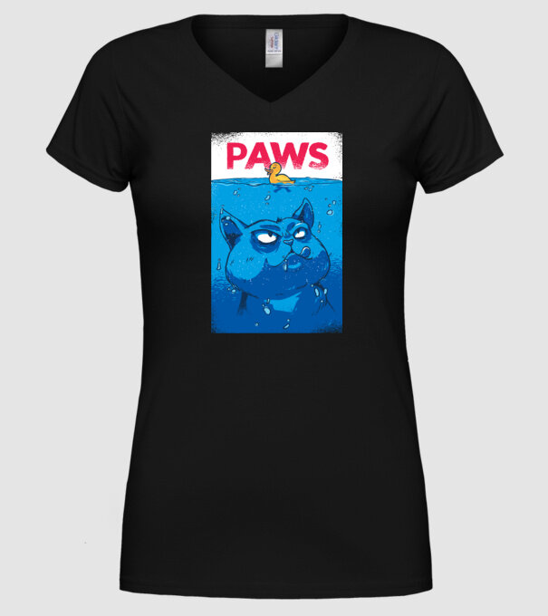 Paws Pisică la atac model negru pe tricou