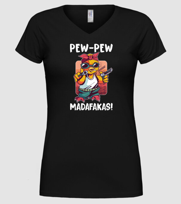 Pew Pew Pew Madafakas Pui model negru pe tricou
