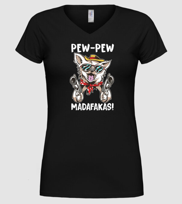 Pew Pew Pew Madafakas Chivava model negru pe tricou