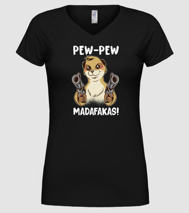 Pew Pew Pew Madafakas Suricată model negru pe tricou