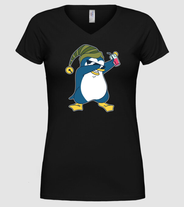 Pinguin DAB model negru pe tricou