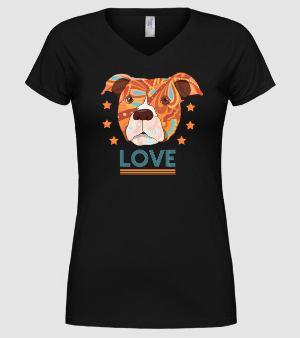 Dragoste Pitbull model negru pe tricou