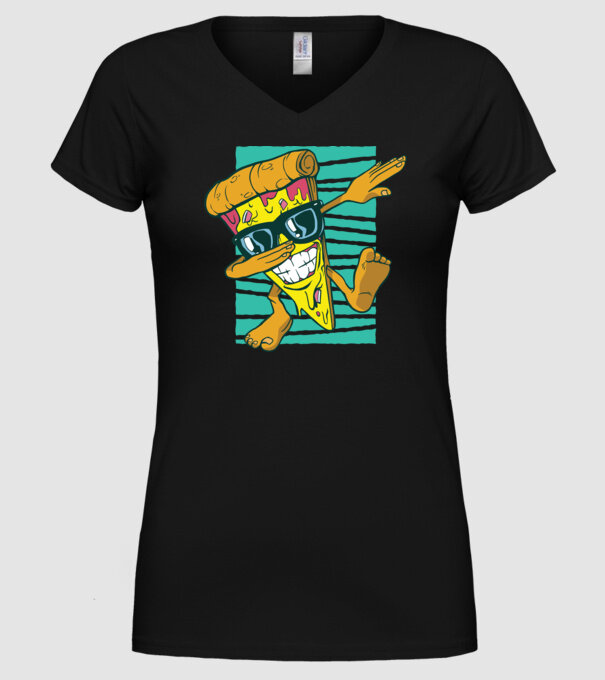 Felie de pizza DAB model negru pe tricou
