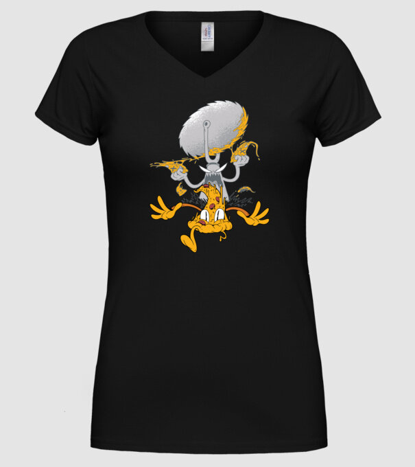 Monstru tăietor de Pizza model negru pe tricou