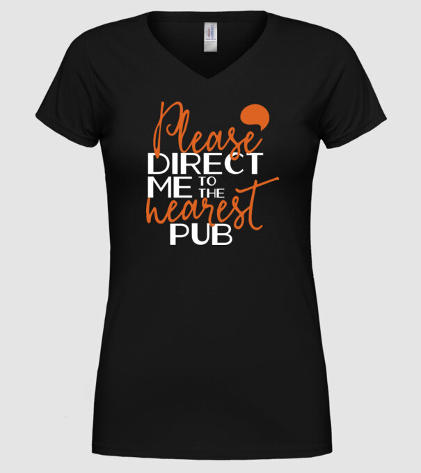 Please direct me to the nearest pub model negru pe tricou