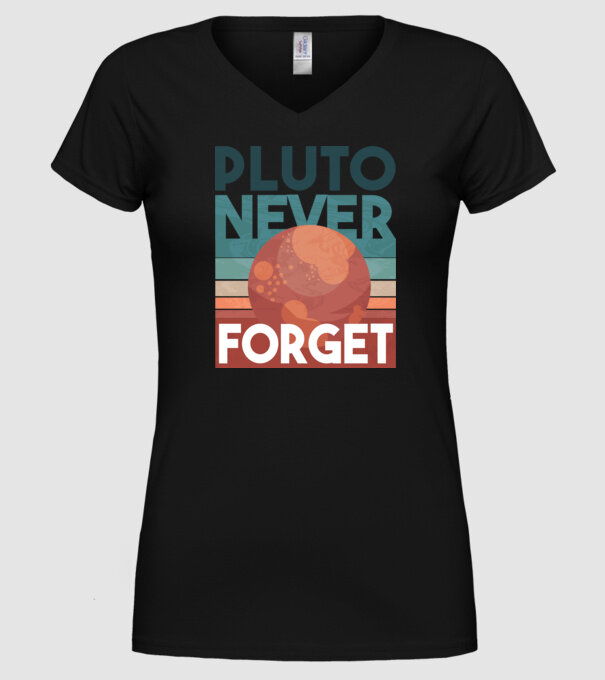 Pluto never forget model negru pe tricou