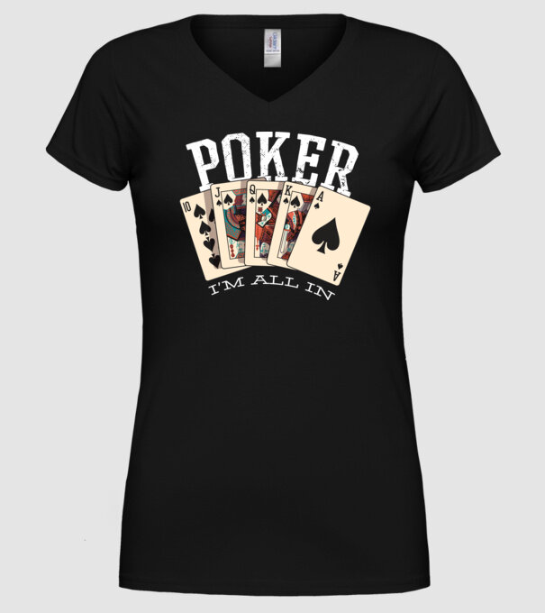 Poker All in model negru pe tricou