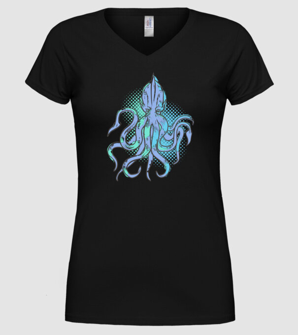 Cthulhu Caracatiță model negru pe tricou
