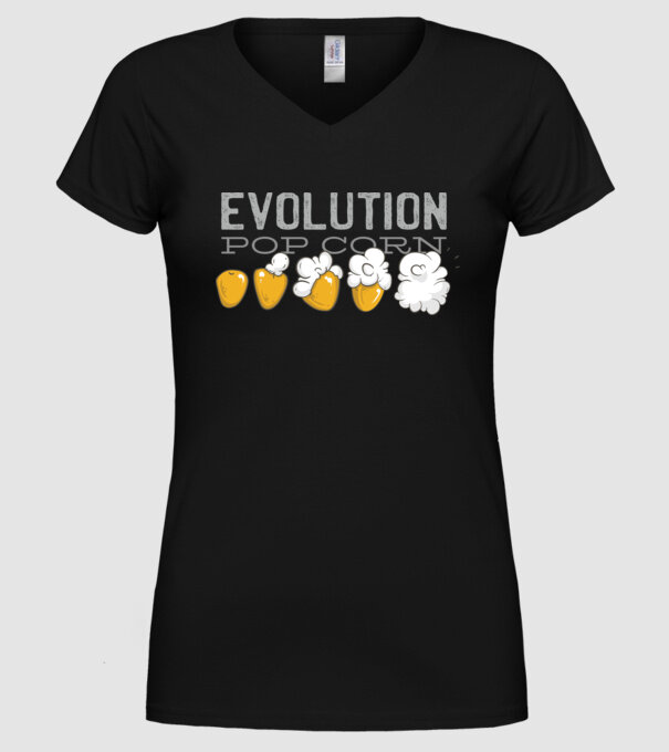 Evoluție Popcorn model negru pe tricou
