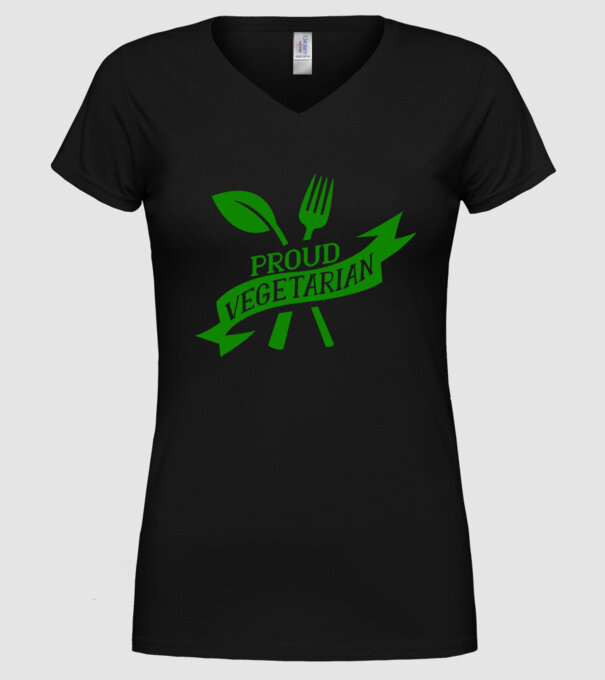 Proud Vegetarian model negru pe tricou